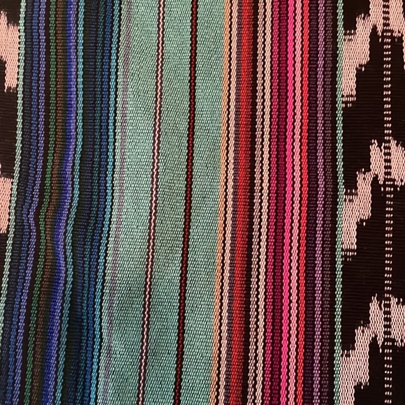 Handmade in Guatemala shoulder bag typical shirt material leather straps NWOT - Picture 5 of 6